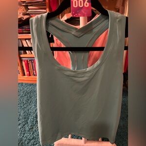 ZYIA Active Cyan Light Blue Spirit Racer - Back Cropped Tank Top